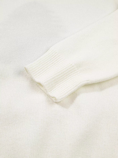 Christmas Tree Bow Drop-Shoulder Knit Sweater