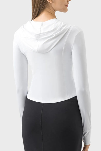 Hooded Zip Up Long Sleeve Activewear Jacket