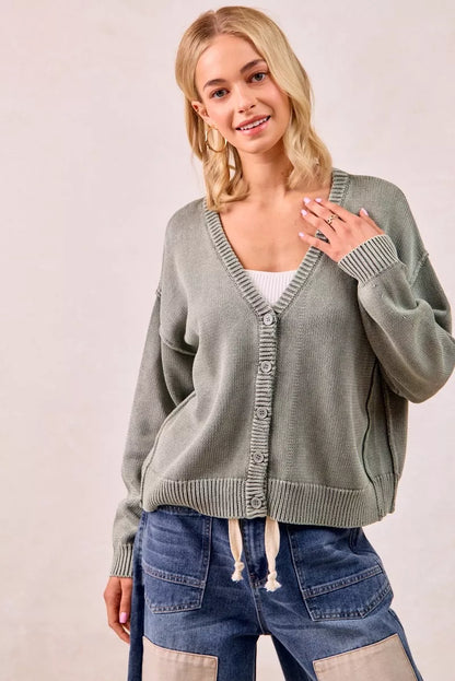 Vintage Washed V Neck Cardigan | Trendy Cardigans Outfit Idea for Women by Ro + Ivy | Elevated Basics, Modern Comfort & Style