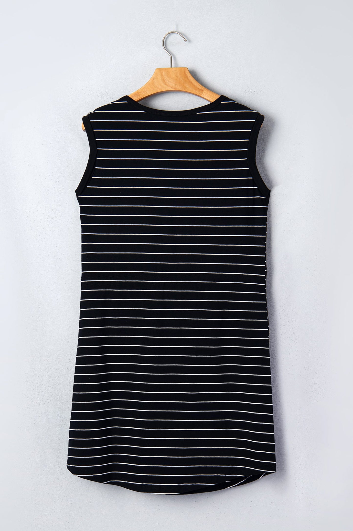 Stripe Drawstring Waist Pocketed Mini Dress