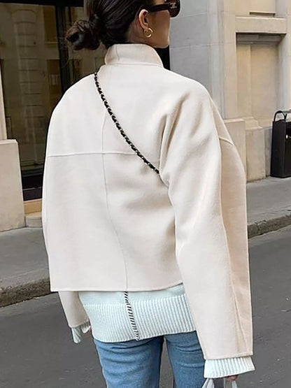Women's Open Front Lightweight Cropped Coat - Coats