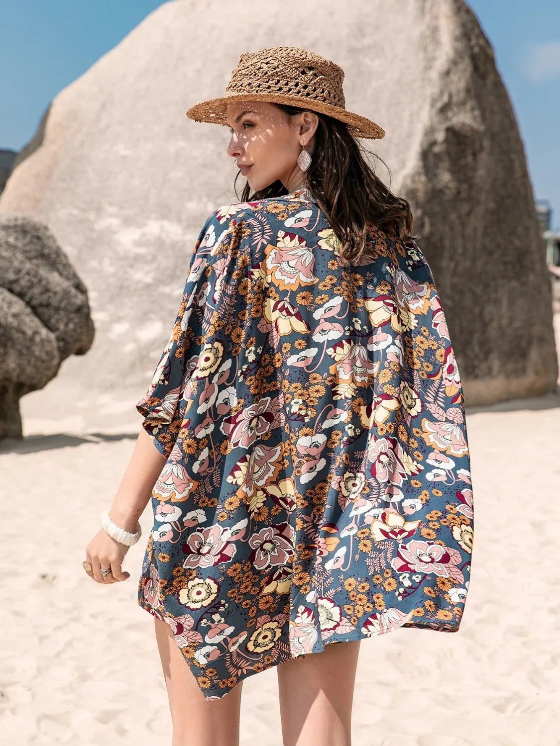 Women's Flowy Printed Bra, Cover Up and Shorts Set - Matching Sets