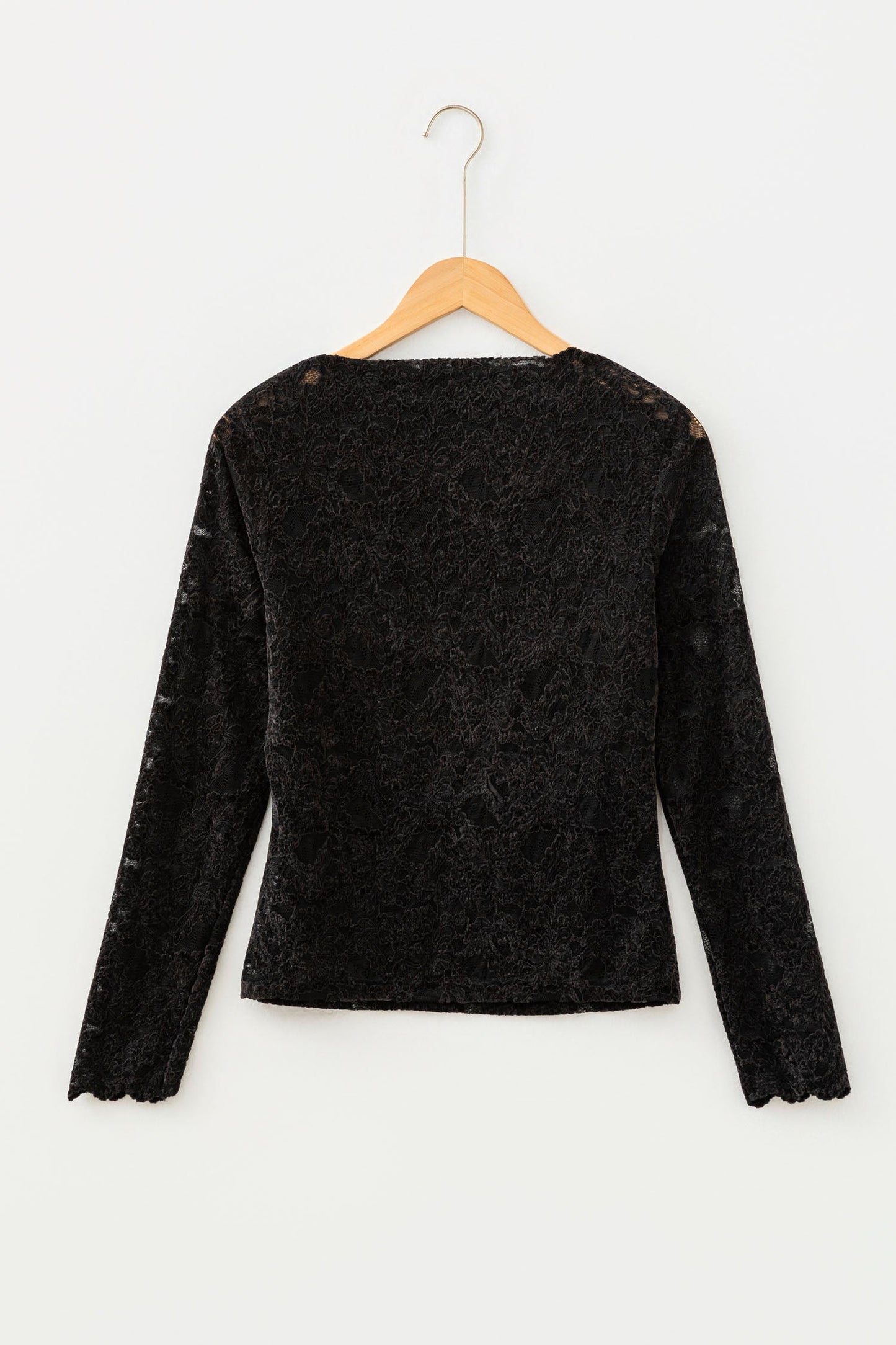 Mesh Lace Mock Neck Long Sleeve Top