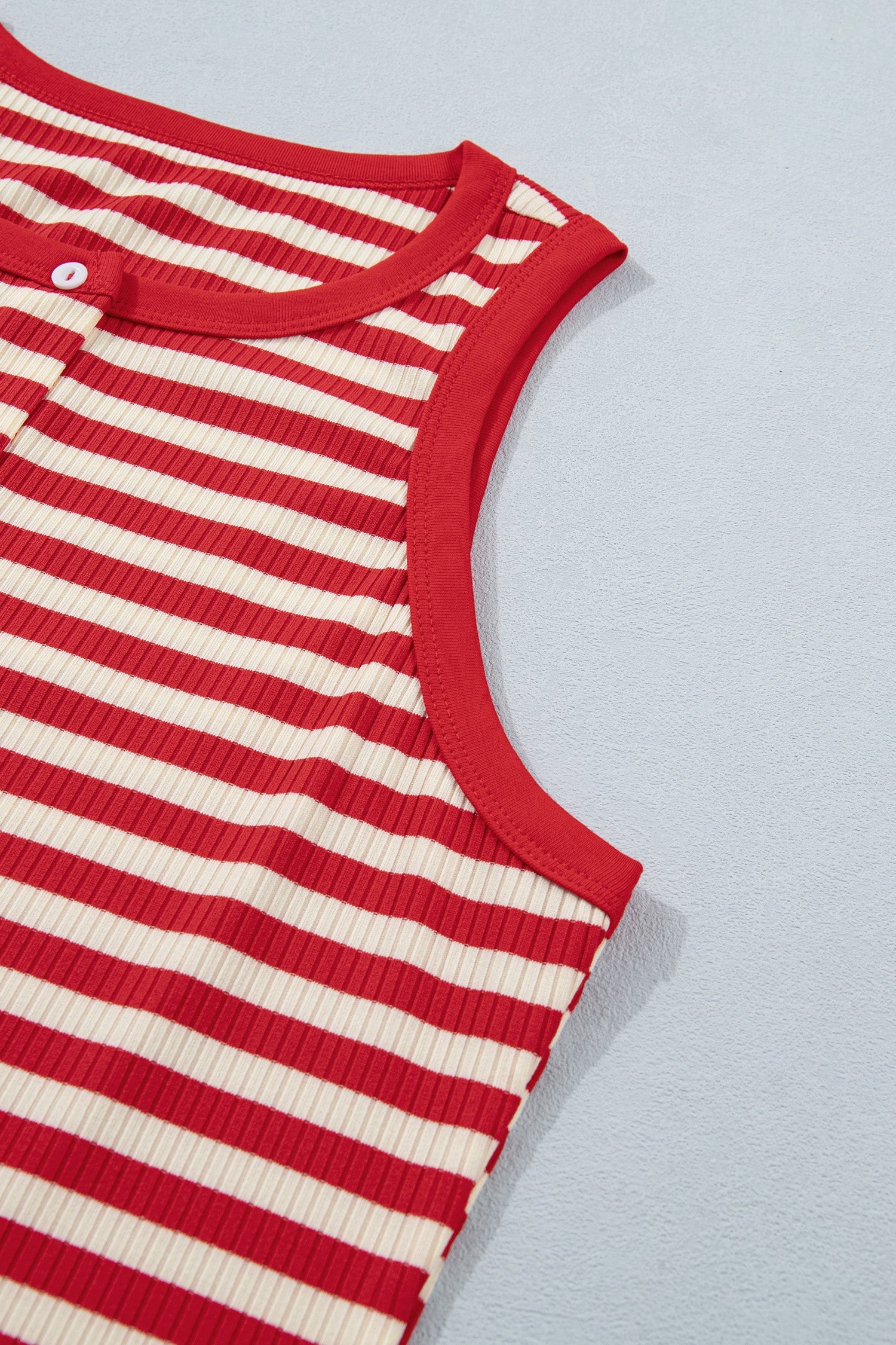 Bold Stripe Round Neck Ribbed Knit Sleeveless Tank Top — Fresh Everyday Style - Tank Tops