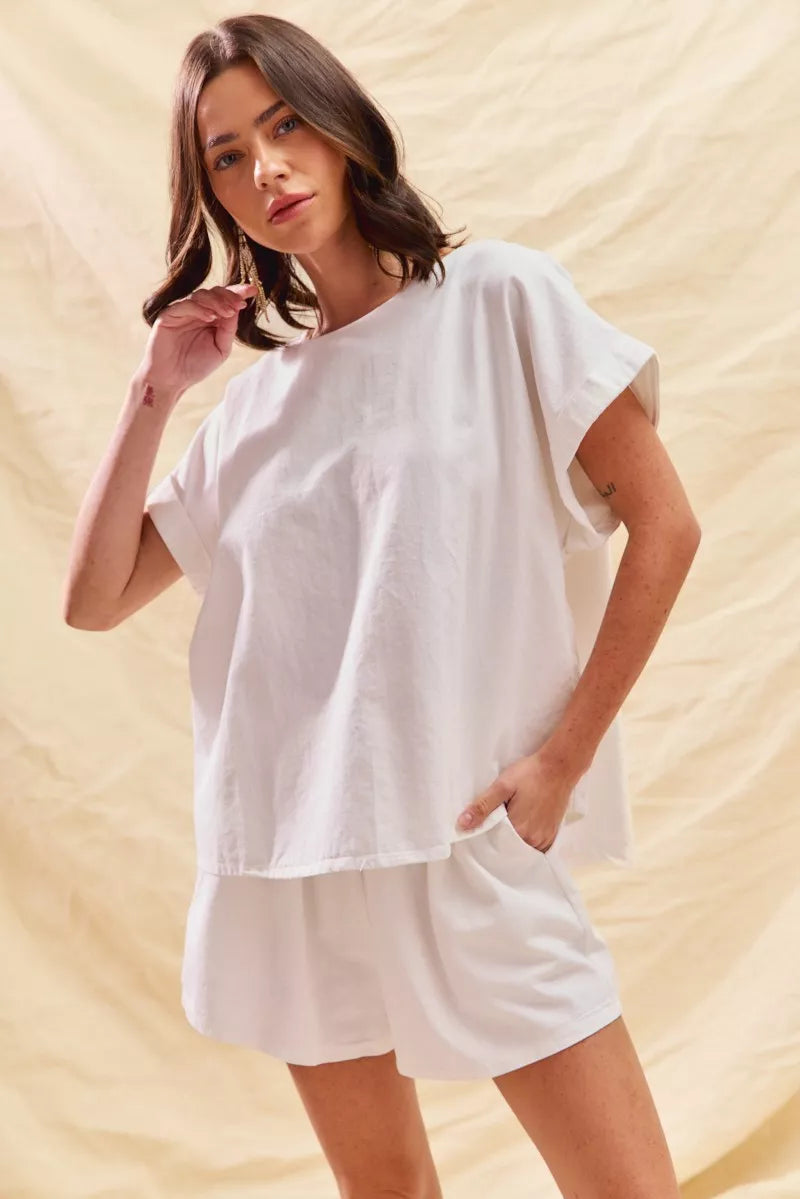 Round Neck Short Sleeve Top And Shorts Set | Trendy Loungewear Outfit Idea for Women by Ro + Ivy | Elevated Basics, Modern Comfort & Style