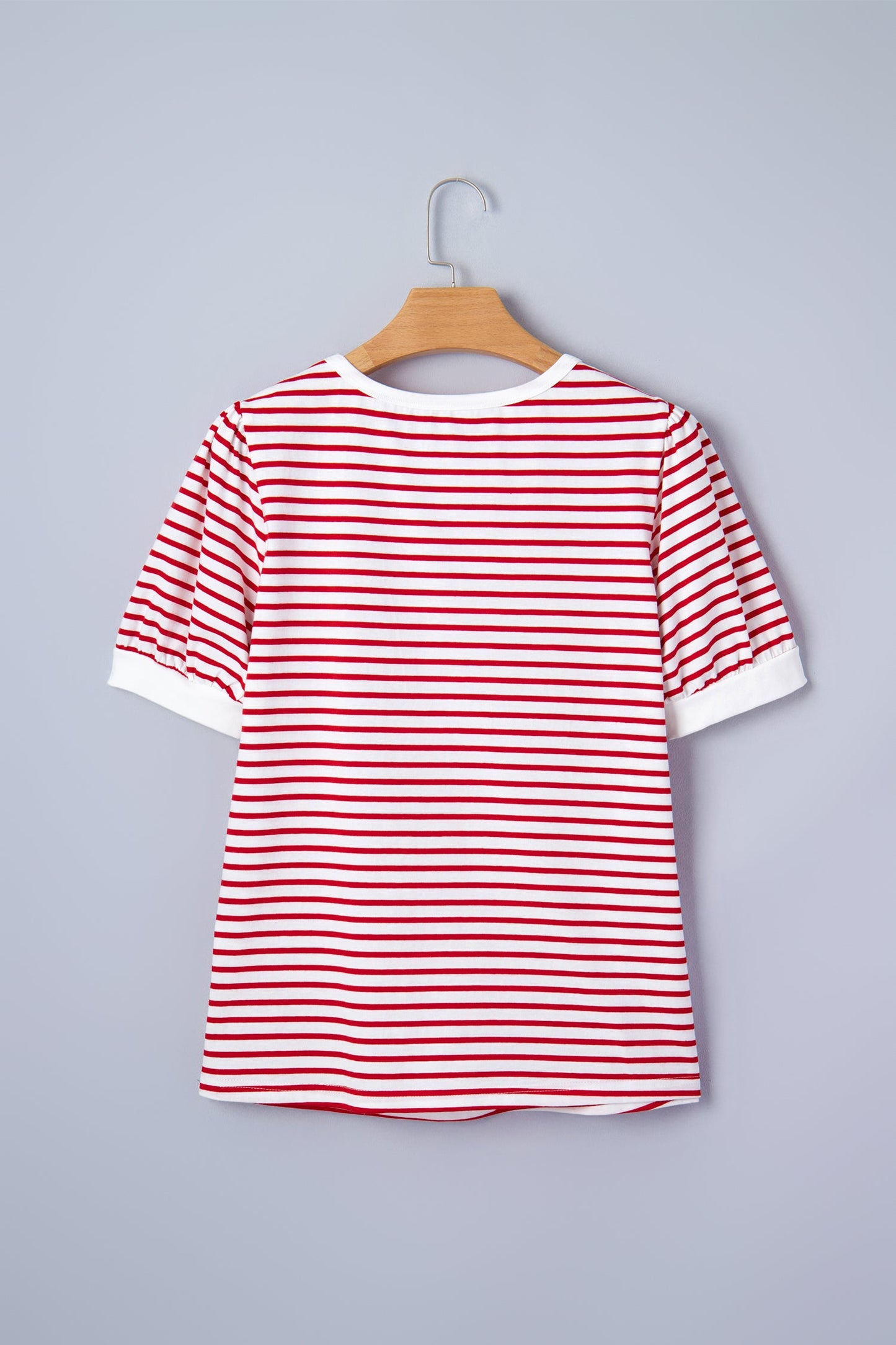 Classic Striped Puff Sleeve Casual T-Shirt — Comfortable Relaxed Everyday Style - Tops & Tees
