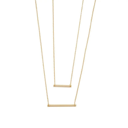 Double Layer Horizontal Bar Necklace — Delicate Thin Chain Layered Set - Necklaces