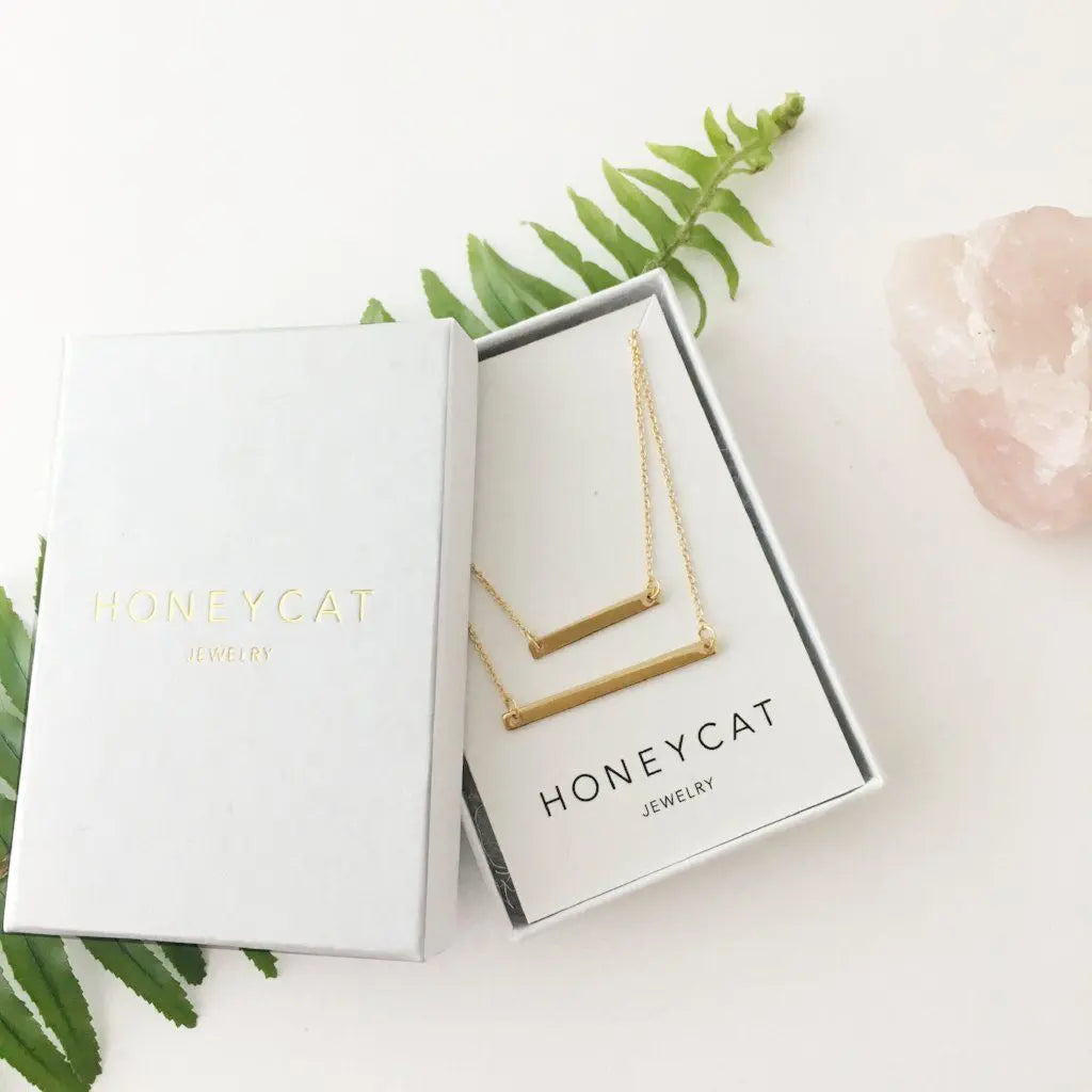 Double Layer Horizontal Bar Necklace — Delicate Thin Chain Layered Set - Necklaces