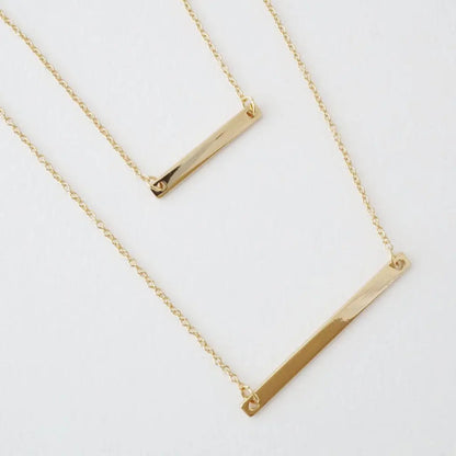 Double Layer Horizontal Bar Necklace — Delicate Thin Chain Layered Set - Necklaces