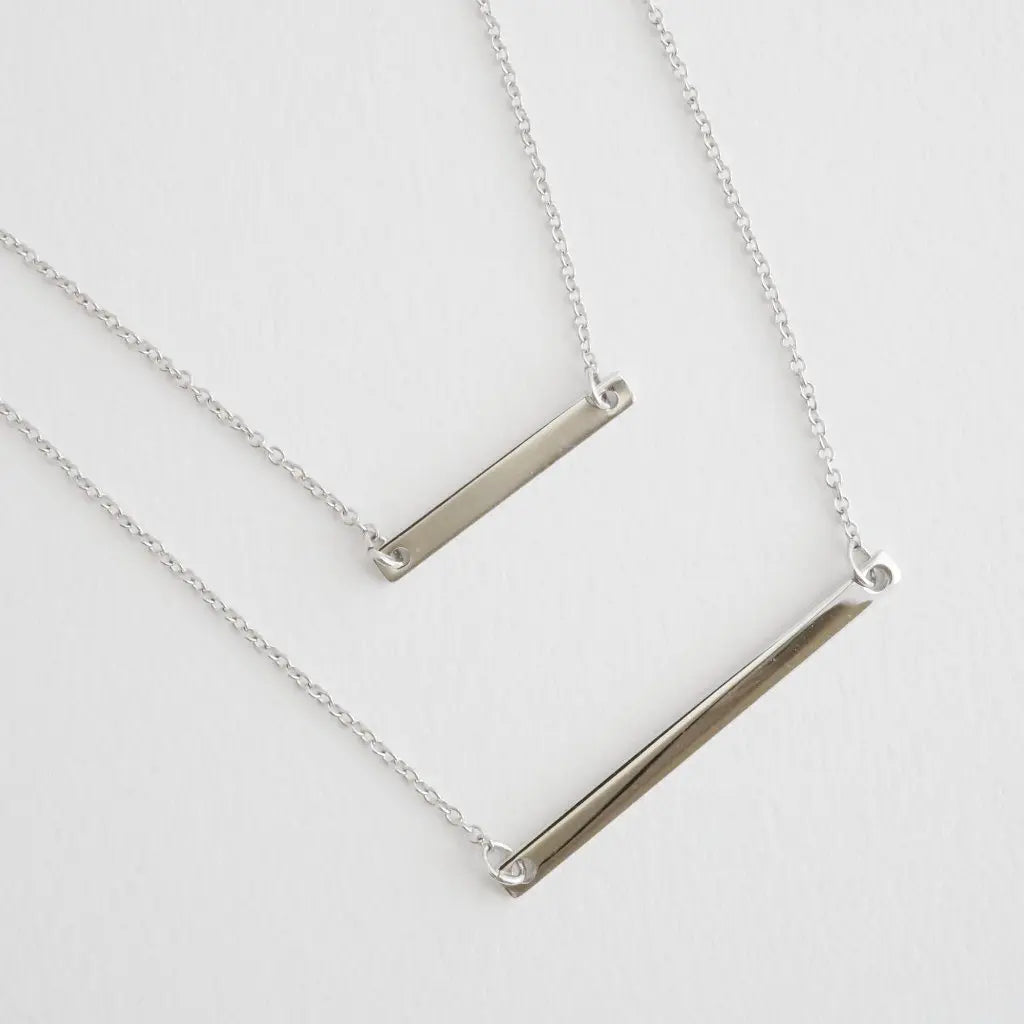 Double Layer Horizontal Bar Necklace — Delicate Thin Chain Layered Set - Necklaces