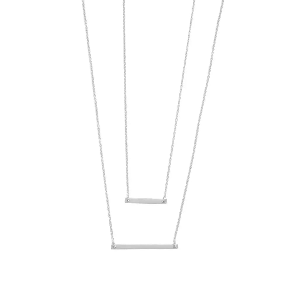 Double Layer Horizontal Bar Necklace — Delicate Thin Chain Layered Set - Necklaces