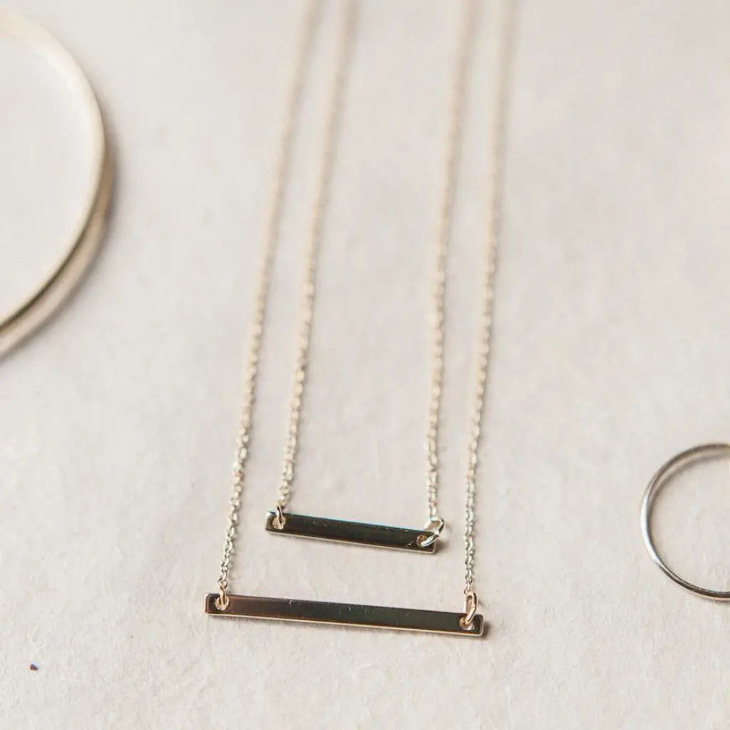 Double Layer Horizontal Bar Necklace — Delicate Thin Chain Layered Set - Necklaces
