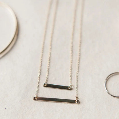 Double Layer Horizontal Bar Necklace — Delicate Thin Chain Layered Set - Necklaces