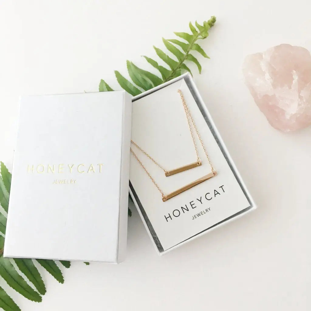 Double Layer Horizontal Bar Necklace — Delicate Thin Chain Layered Set - Necklaces