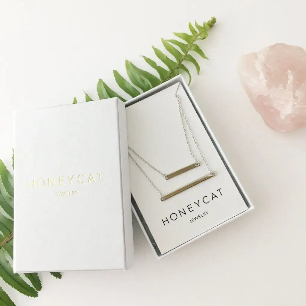 Double Layer Horizontal Bar Necklace — Delicate Thin Chain Layered Set - Necklaces