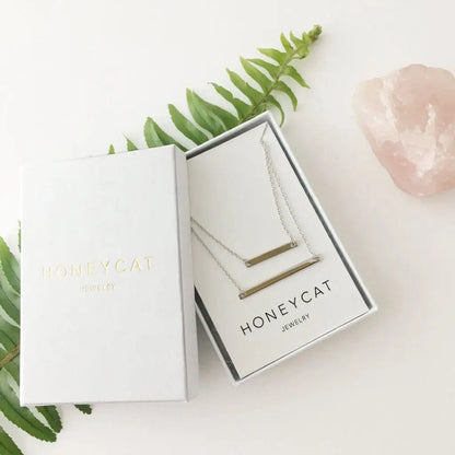 Double Layer Horizontal Bar Necklace — Delicate Thin Chain Layered Set - Necklaces