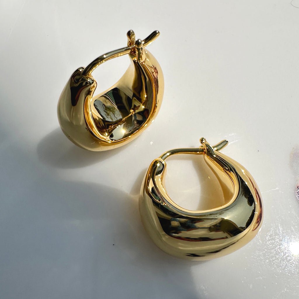 Chubby Dumpling Hoop Earrings — Soft Rounded Mid-Size Everyday Minimalist - Earrings