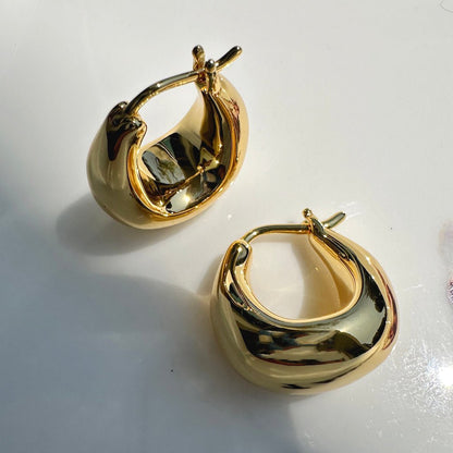 Chubby Dumpling Hoop Earrings — Soft Rounded Mid-Size Everyday Minimalist - Earrings