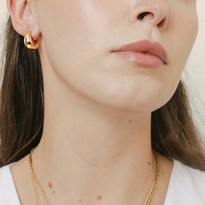 Chubby Dumpling Hoop Earrings — Soft Rounded Mid-Size Everyday Minimalist - Earrings