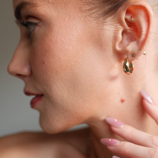 Chubby Dumpling Hoop Earrings — Soft Rounded Mid-Size Everyday Minimalist - Earrings