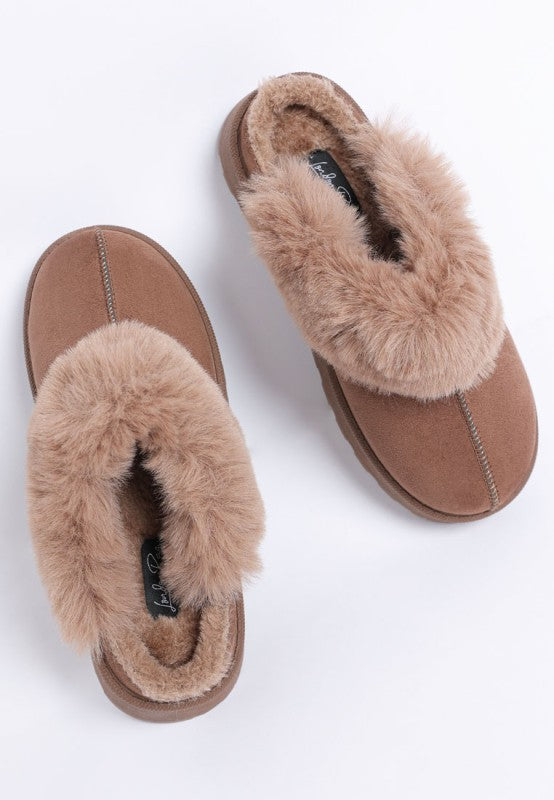 Brown Portho Faux Fur Lining Slip Ons | Trendy Slip Ons Outfit Idea for Women by Ro + Ivy | Elevated Basics, Modern Comfort & Style