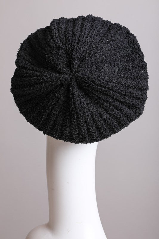 Boucle Rib Knit Beret in Black - Ro + Ivy