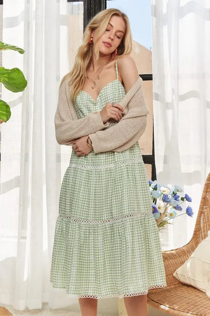 Gingham Detail Washed Mini Dress – outfit idea for women | Ro + Ivy