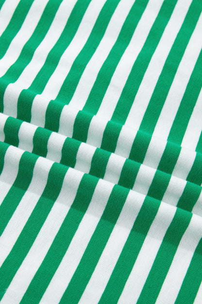 Striped Contrast Trim Tie Waist Coastal Mini Dress — Soft Stretch Everyday Style - Dresses/T Shirt Dresses