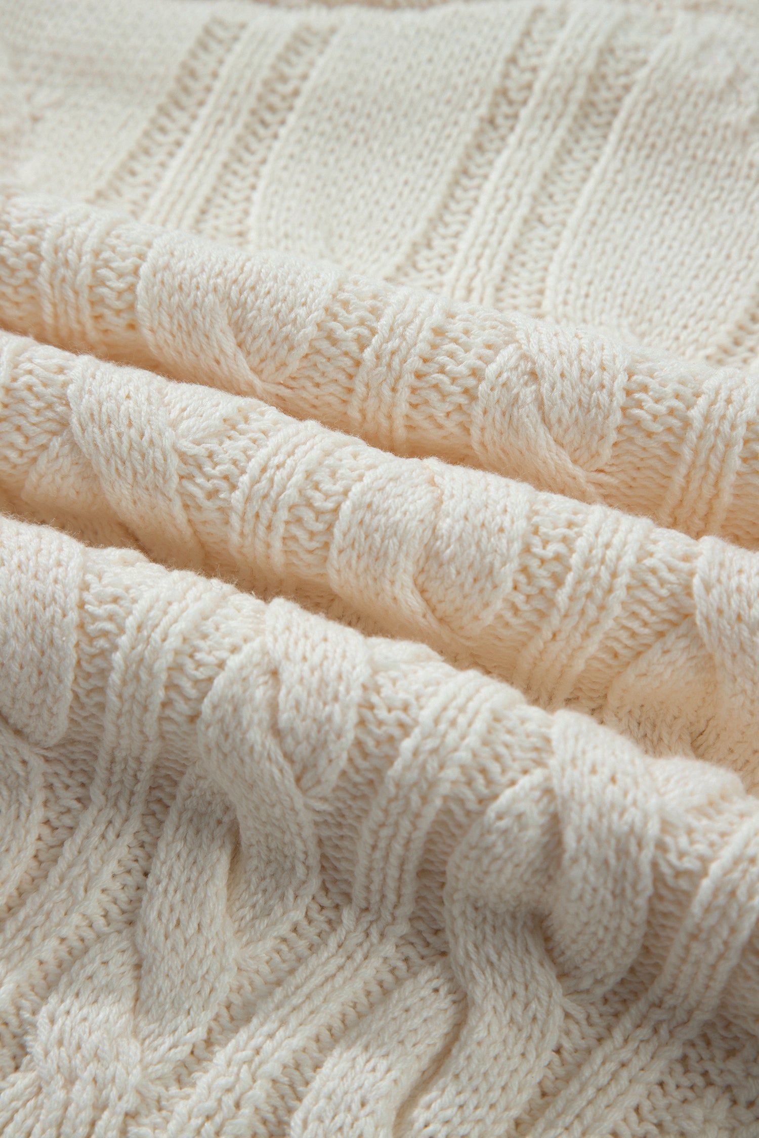Cable Knit Boat Neck Long Sleeve Sweater