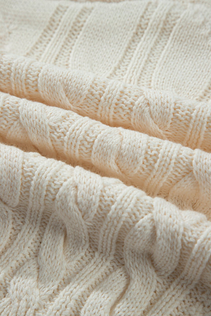 Cable Knit Boat Neck Long Sleeve Sweater