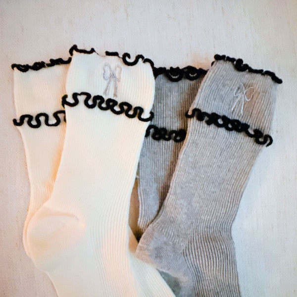 Ribbon Ripple Socks Set Of 2 | Trendy Socks Outfit Idea for Women by Ro + Ivy | Elevated Basics, Modern Comfort & Style