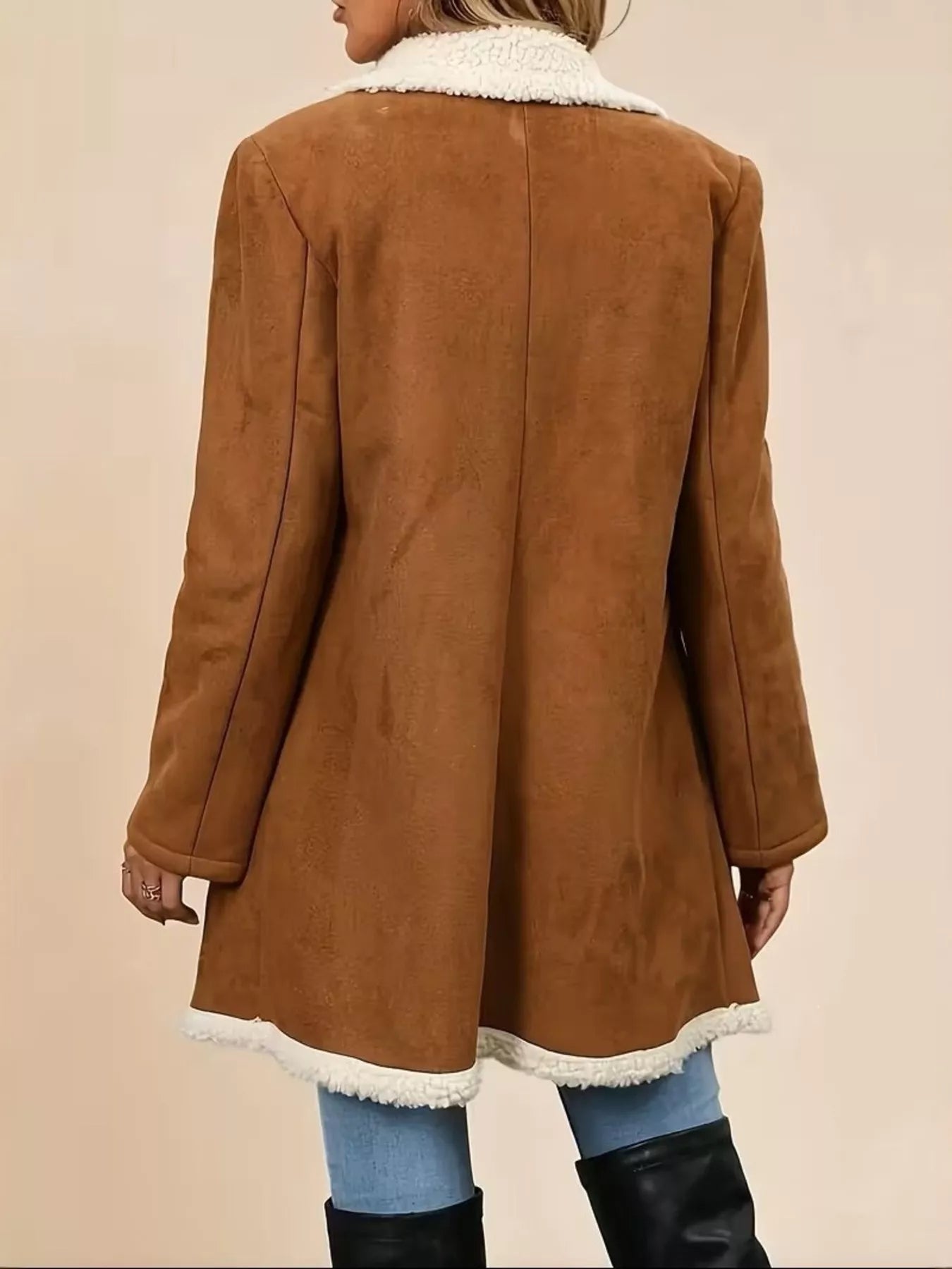 Double-Breasted Suede Coat