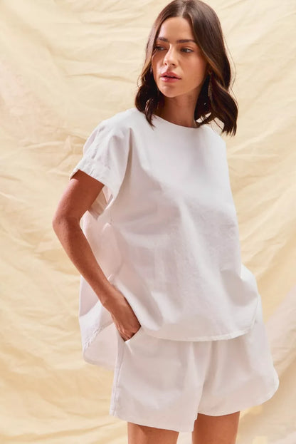 Round Neck Short Sleeve Top And Shorts Set | Trendy Loungewear Outfit Idea for Women by Ro + Ivy | Elevated Basics, Modern Comfort & Style