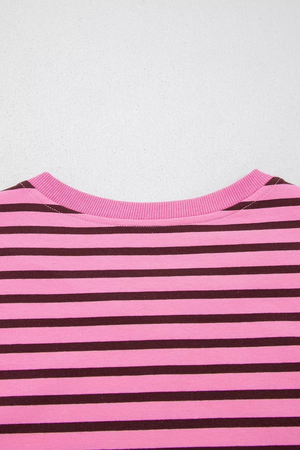 Women's Striped V-Neck Drop Shoulder Long Sleeve Top - Tops