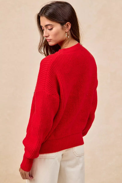 "Merry" Lettering Christmas Wreath Crewneck Sweater | Trendy Sweaters Outfit Idea for Women by Ro + Ivy | Elevated Basics, Modern Comfort & Style