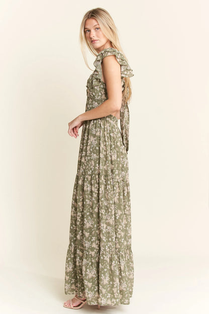 Ruffle Sleeve Tiered Maxi Dress – outfit idea for women | Ro + Ivy