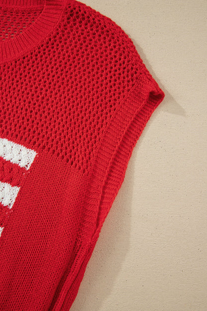 Darling Knit Graphic Short Sleeve Sweater — Festive Celebration Cute Style - Short Sleeve Sweaters