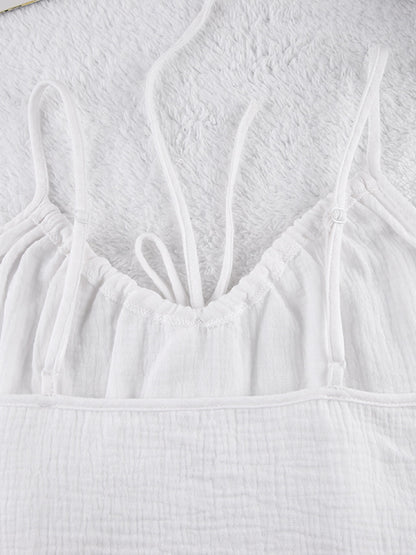 Tie Front Relaxed Fit Cami And Shorts Set - Outfit Sets