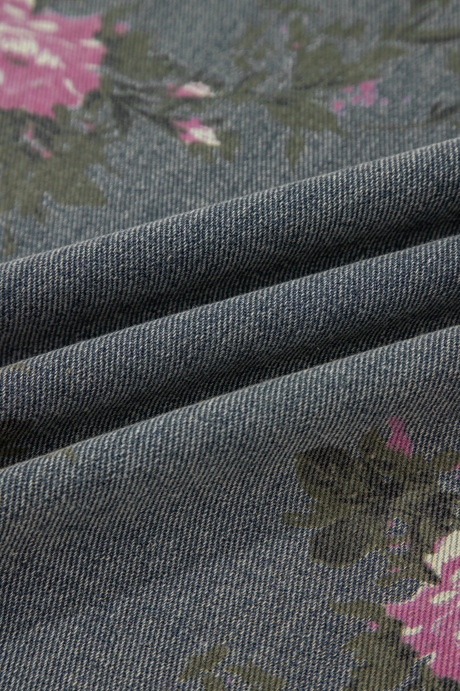 Floral Pleated High Waist Washed Denim Wide Leg Overalls — Retro Vintage Everyday Style - Bottoms/Jumpsuits & Rompers