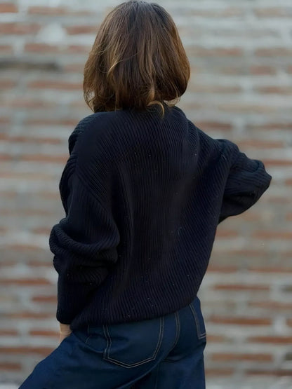 V-Neck Button-Up Knit Cardigan