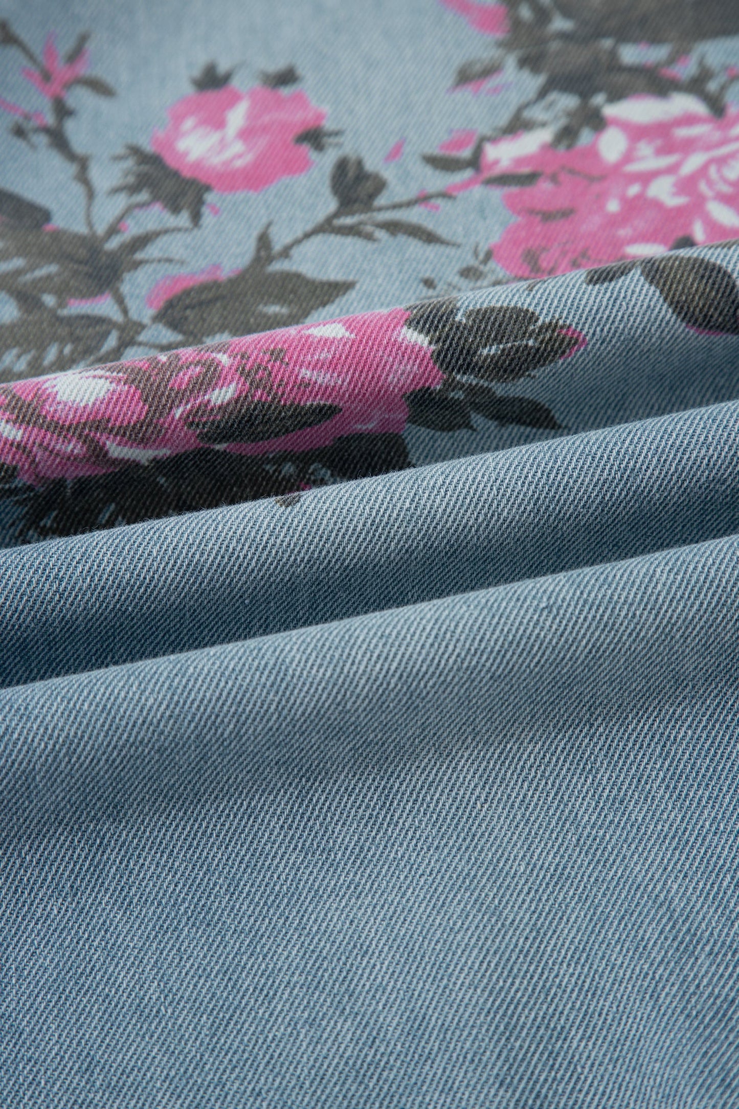 Vintage Floral Print Light Wash Bootcut Jeans — Feminine Flattering Everyday Style - Jeans