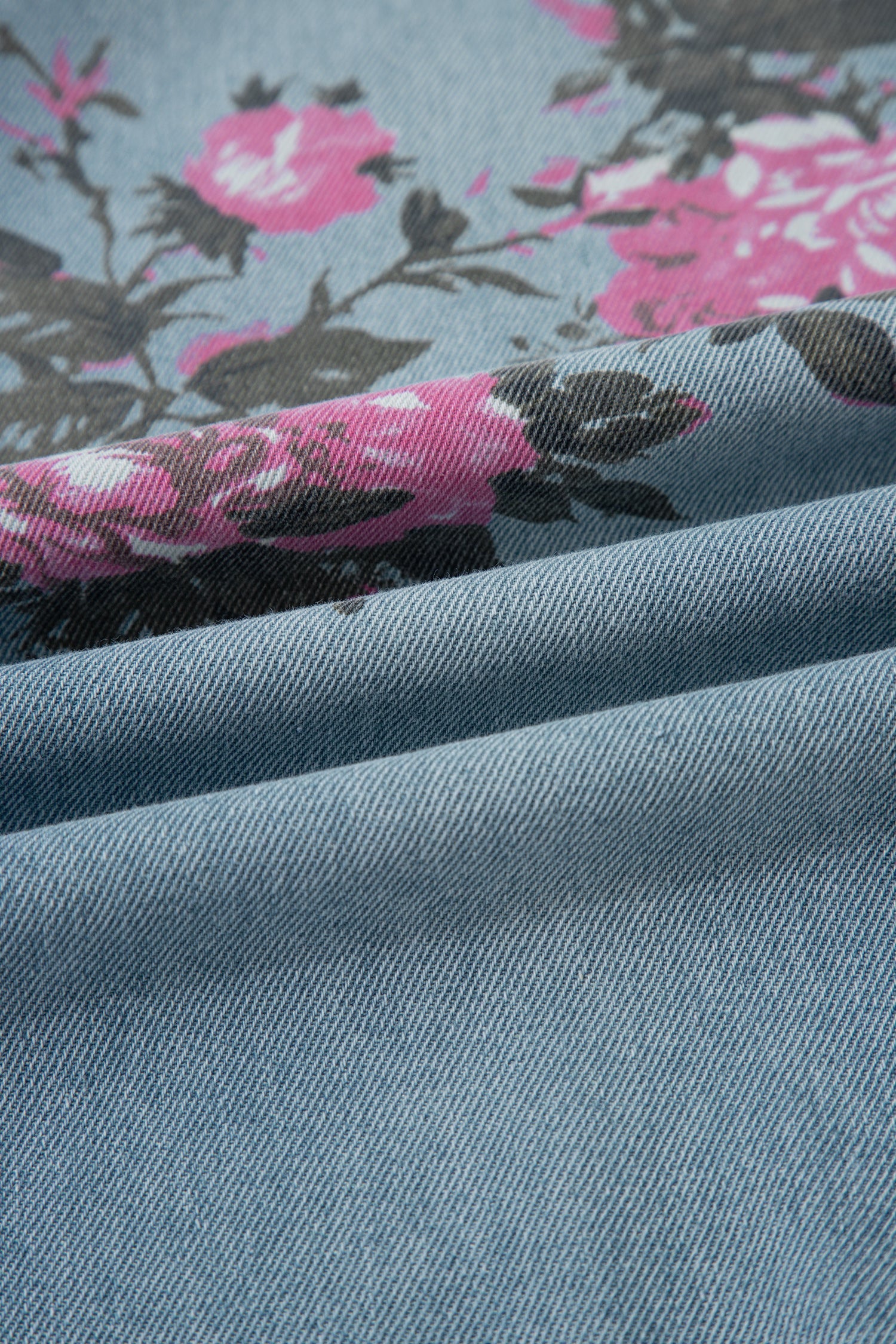 Vintage Floral Print Light Wash Bootcut Jeans — Feminine Flattering Everyday Style - Jeans