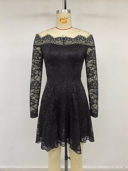 Women's Lace Off Shoulder Mini Dress - Mini Dresses