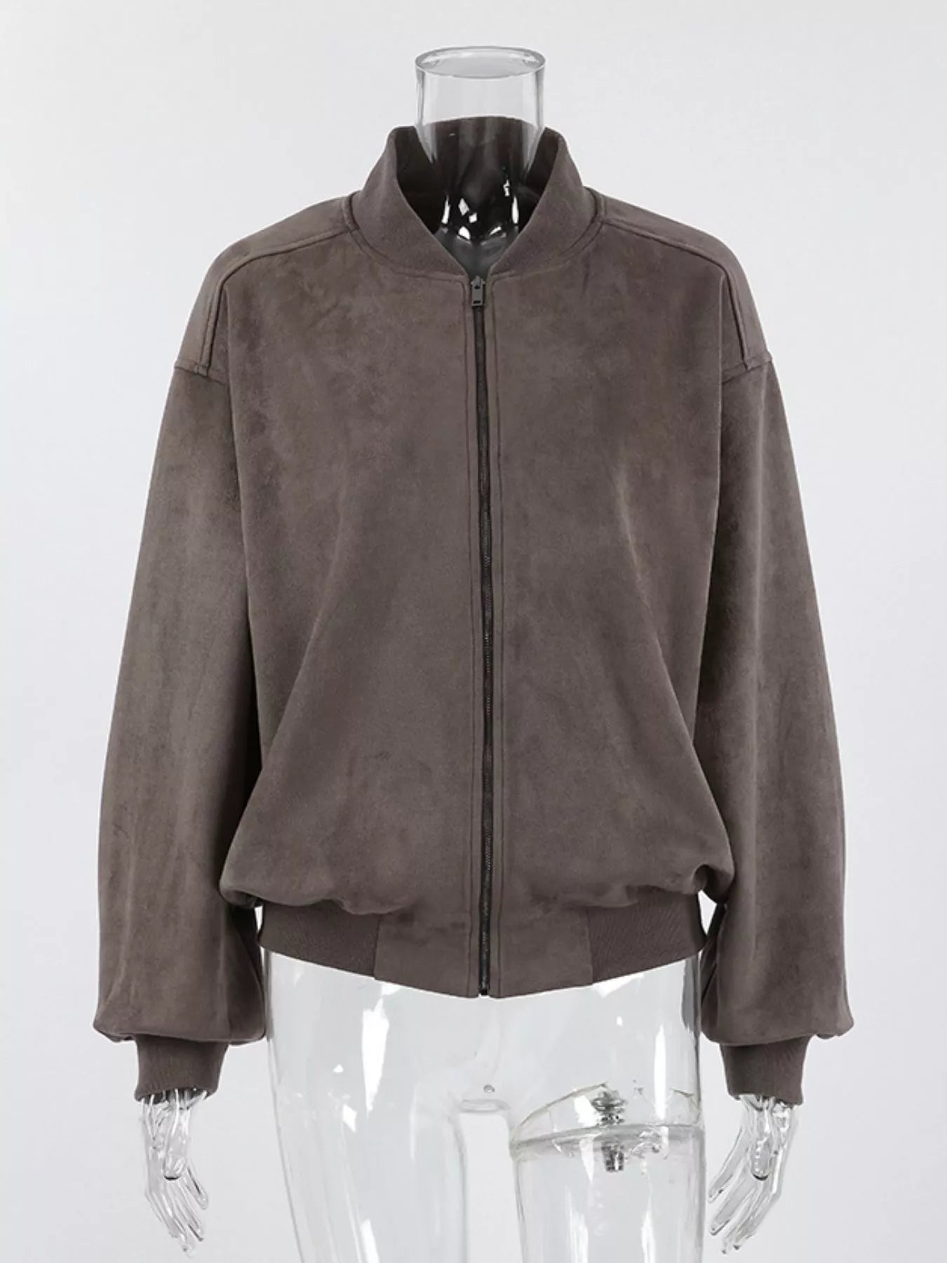 Dropped Shoulder Zip Up Bomber Jacket