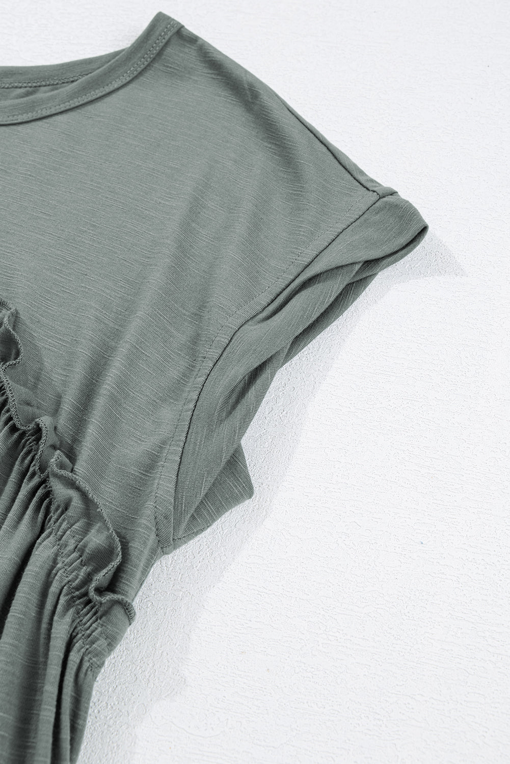 Gathered Seam Solid Casual T-Shirt Dress — Feminine Flowy Everyday Style - T Shirt Dresses