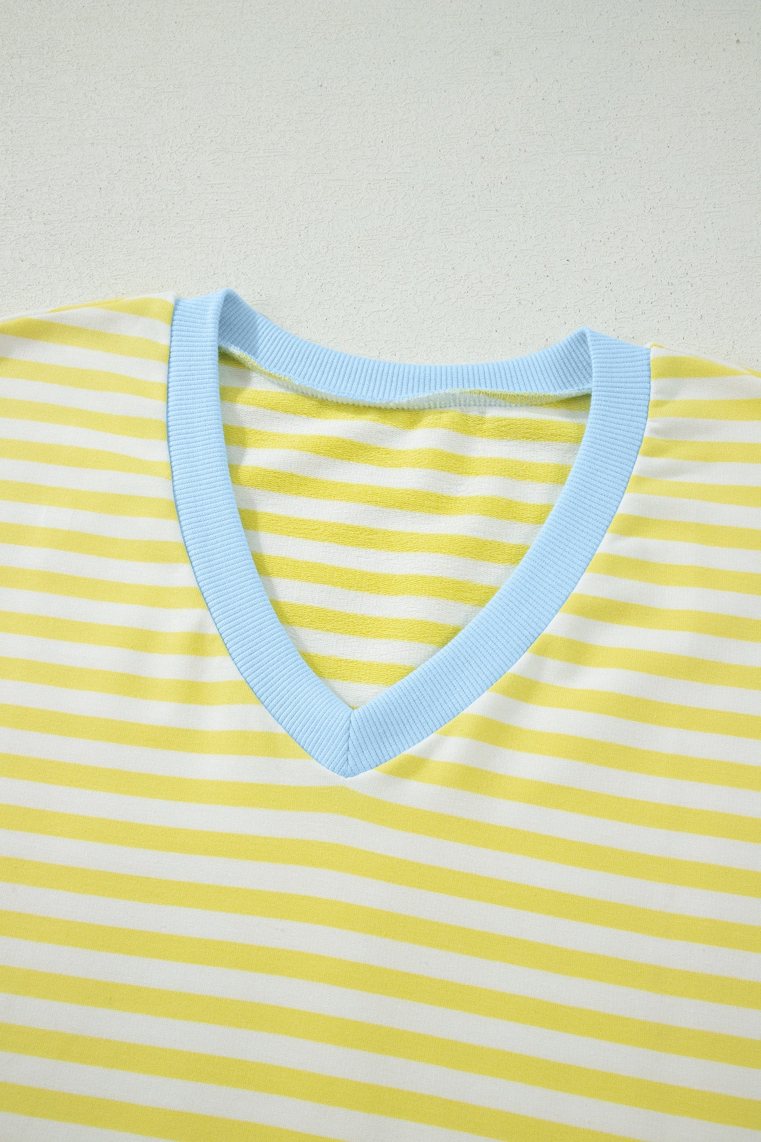 Striped Colorblock V-Neck Tee & Drawstring Shorts Two-Piece Set — Laid-Back Casual Style - Two Piece Sets/Short Sets