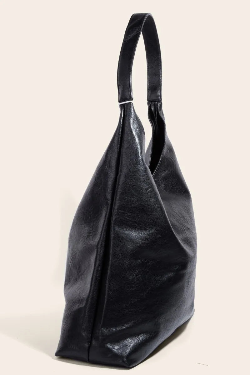 Faux Leather Hobo Bag – outfit idea for women | Ro + Ivy