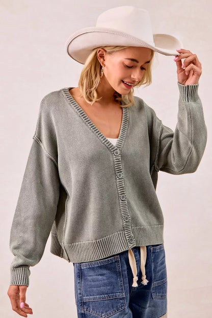 Vintage Washed V Neck Cardigan | Trendy Cardigans Outfit Idea for Women by Ro + Ivy | Elevated Basics, Modern Comfort & Style