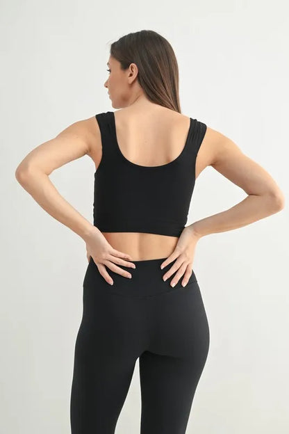 Ruched Front Active Tank Top in Black – outfit idea for women | Ro + Ivy