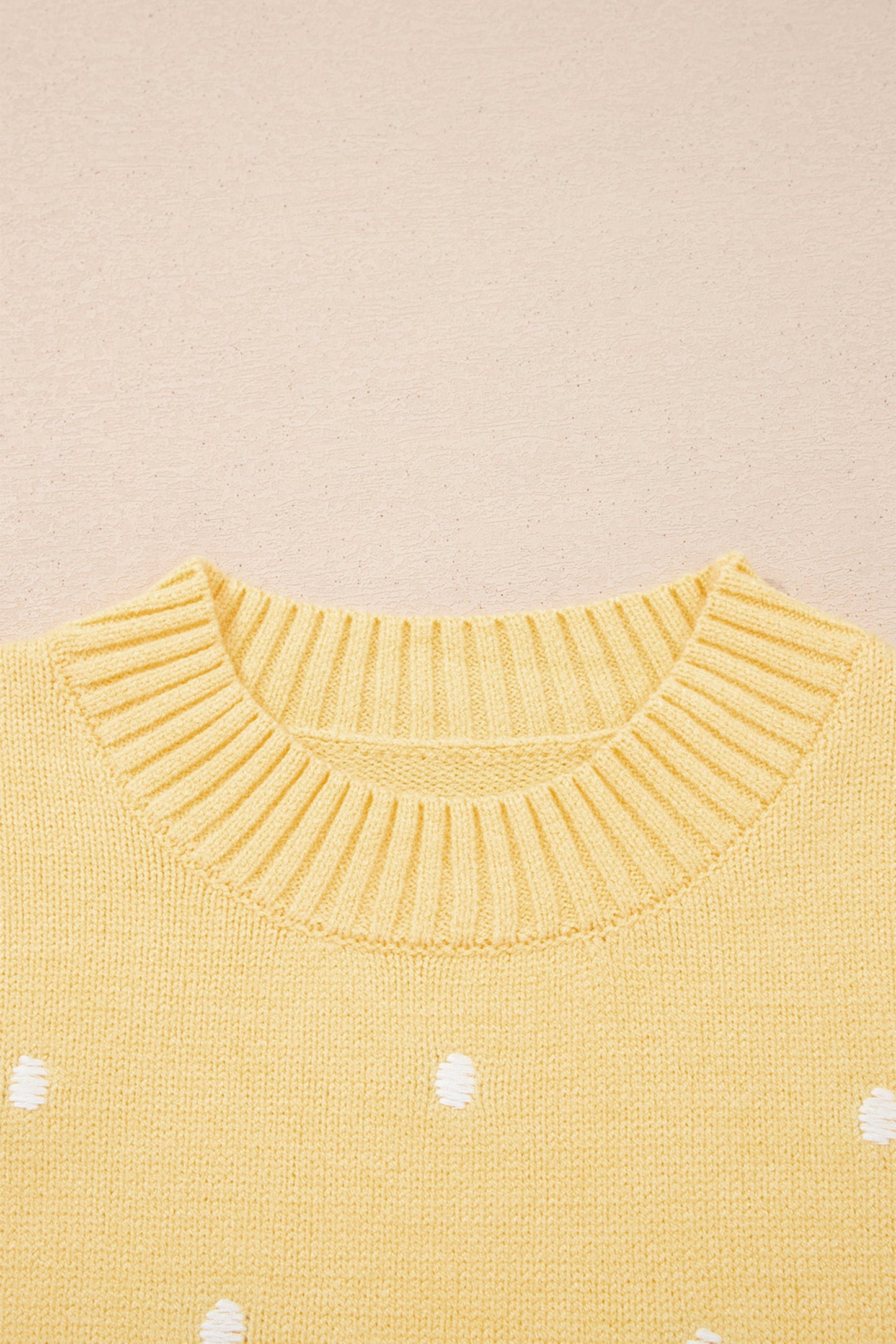 Polka Dot Bubble Sleeve Short Sleeve Knit Sweater Top — Playful Sophisticated Style - Sweaters & Cardigans/Short Sleeve Sweaters